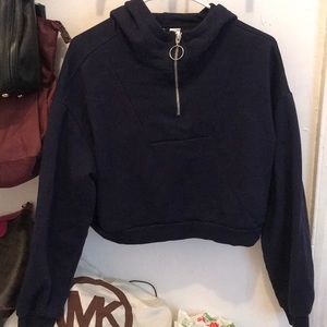 Cropped zipper hoodie